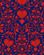 Vivid Red Heart Vine Pattern Rug