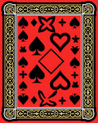 Playing Card Symbols Red Border Rug