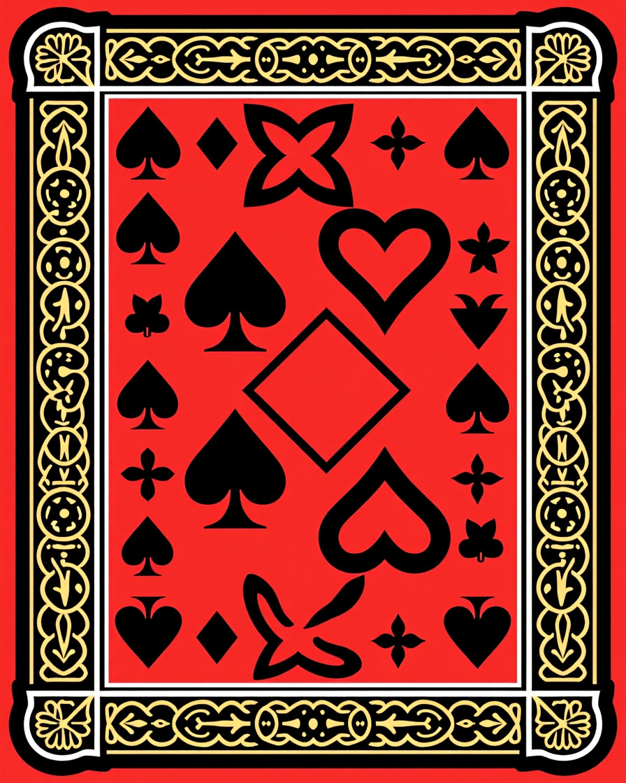 Playing Card Symbols Red Border Rug