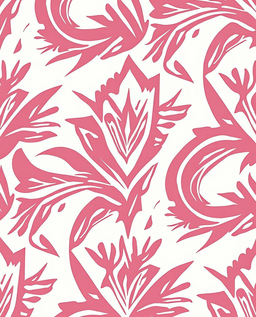 Bold Pink Floral Art Nouveau Pattern Rug