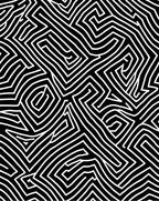 Bold Black White Labyrinth Pattern Rug