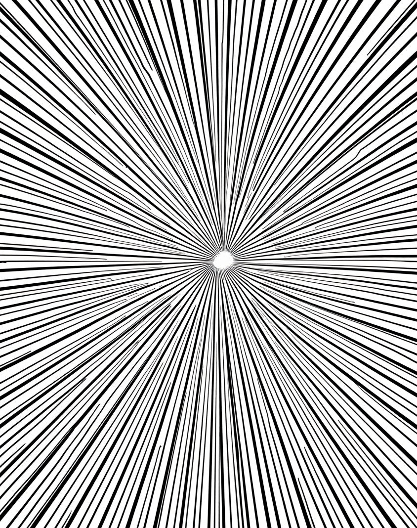 Radiating Sunburst Mono Line Design Rug