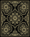 Golden Floral Symmetry Art Rug