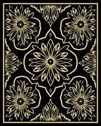 Golden Floral Symmetry Art Rug