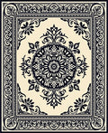 Classic Black Ivory Floral Medallion Rug