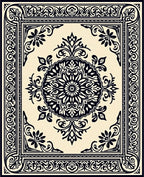 Classic Black Ivory Floral Medallion Rug