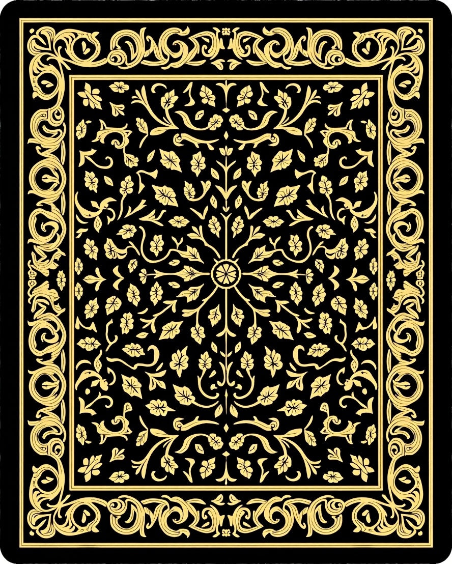 Black Gold Ornate Floral Scroll Rug