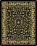 Black Gold Ornate Floral Scroll Rug