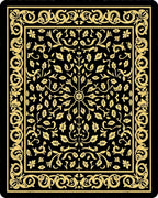 Black Gold Ornate Floral Scroll Rug