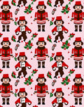 Festive Red Nutcracker Poinsettia Collage Rug