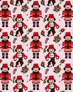 Festive Red Nutcracker Poinsettia Collage Rug