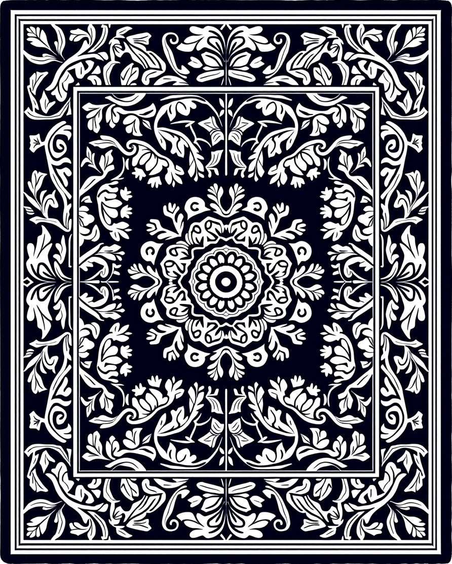Classic Floral Medallion With Border Rug