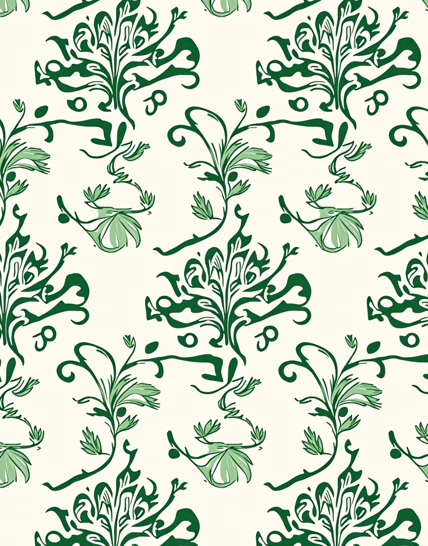 Green Floral Vine Pattern Rug