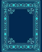 Art Deco Floral Border Design Rug