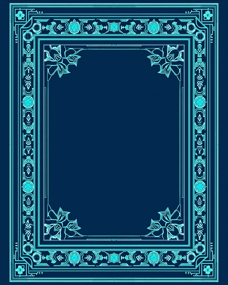 Art Deco Floral Border Design Rug