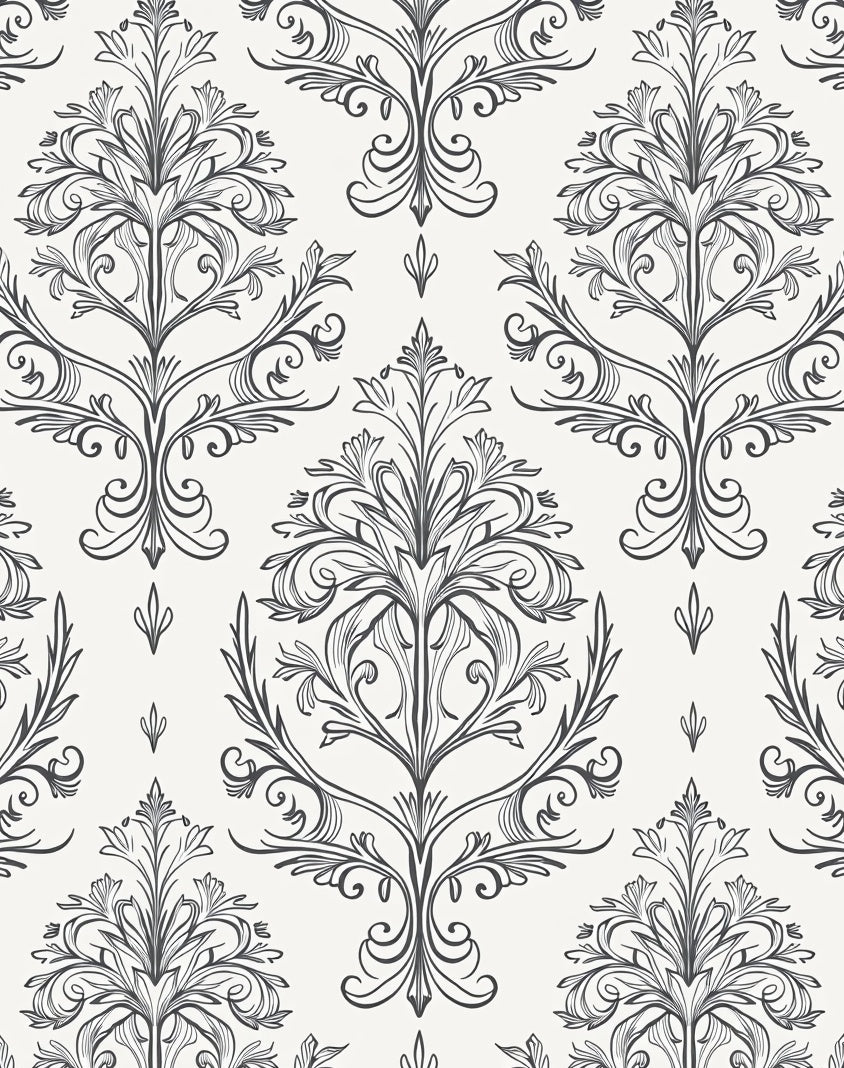 Ornate Floral Damask Pattern Rug