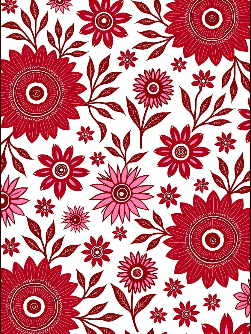 Bold Floral Pattern with Red Accents Rug