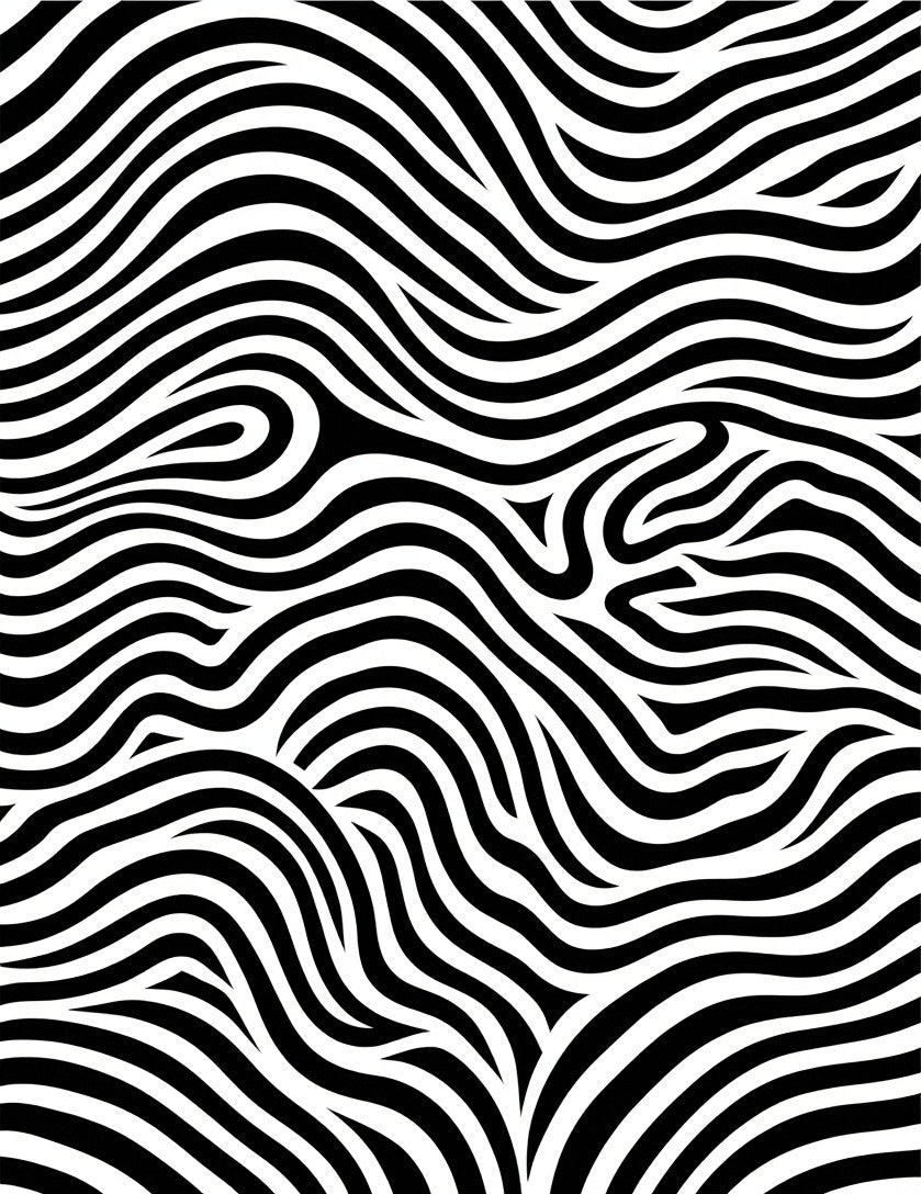 Bold Black White Wavy Stripes Rug
