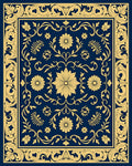Vintage Floral Medallion Blue Gold Rug