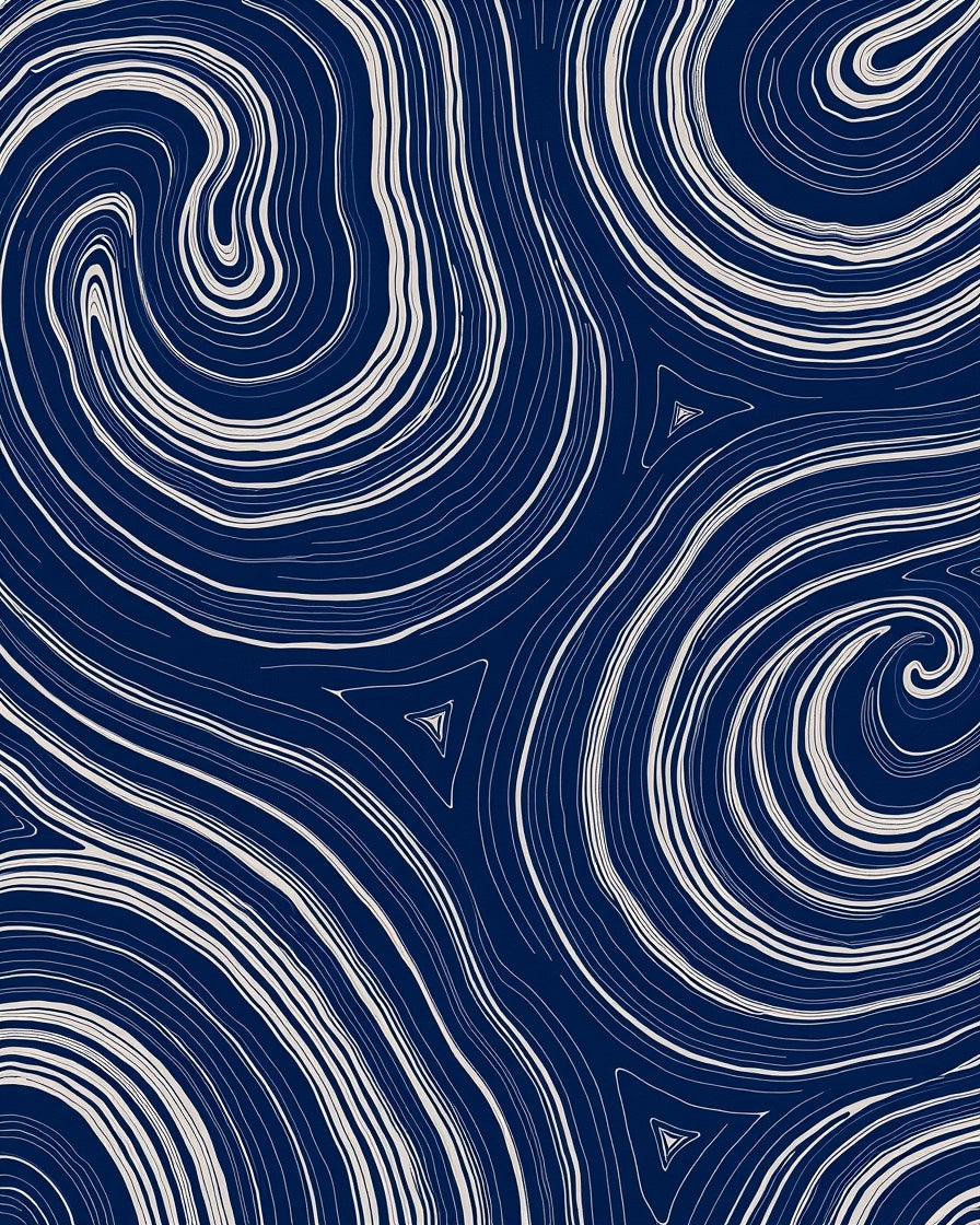 Deep Blue Swirl Abstract Rug
