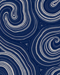 Deep Blue Swirl Abstract Rug