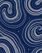 Deep Blue Swirl Abstract Rug