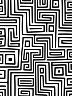 Abstract Black White Maze Art Rug