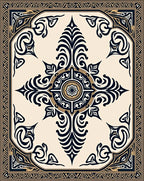 Elegant Black Gold Abstract Floral Rug