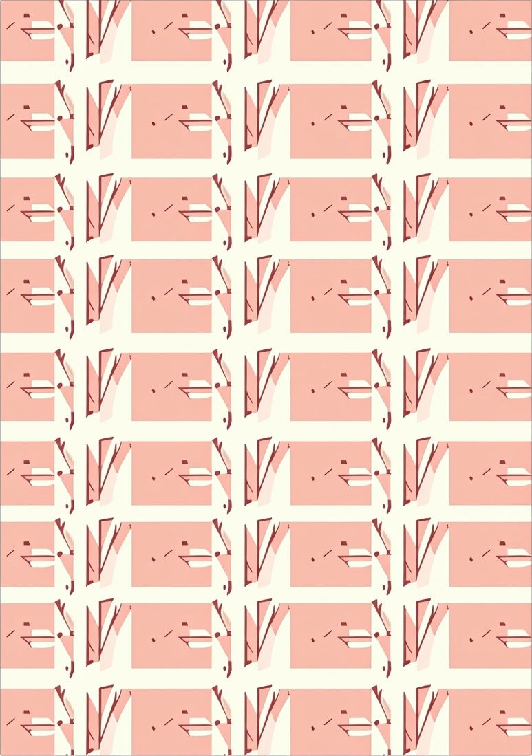 Geometric Coral Cream Abstract Pattern Rug