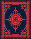 Ornate Red Floral Medallion Rectangle Design Rug