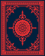 Ornate Red Floral Medallion Rectangle Design Rug