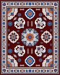 Ornate Red Blue Floral Mandala Rug