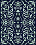Pale Green Vintage Floral Scroll Rug