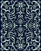 Pale Green Vintage Floral Scroll Rug