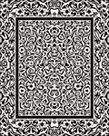 Black White Intricate Bordered Rug
