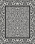 Black White Intricate Bordered Rug