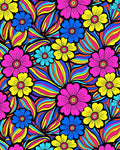 Psychedelic Floral Waves Pattern Rug