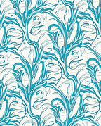 Aqua Flowing Vine Nouveau Pattern Rug