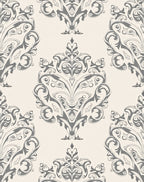 Elegant Gray Damask Ornament Pattern Rug