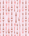 Pink Utensil Collage Rug
