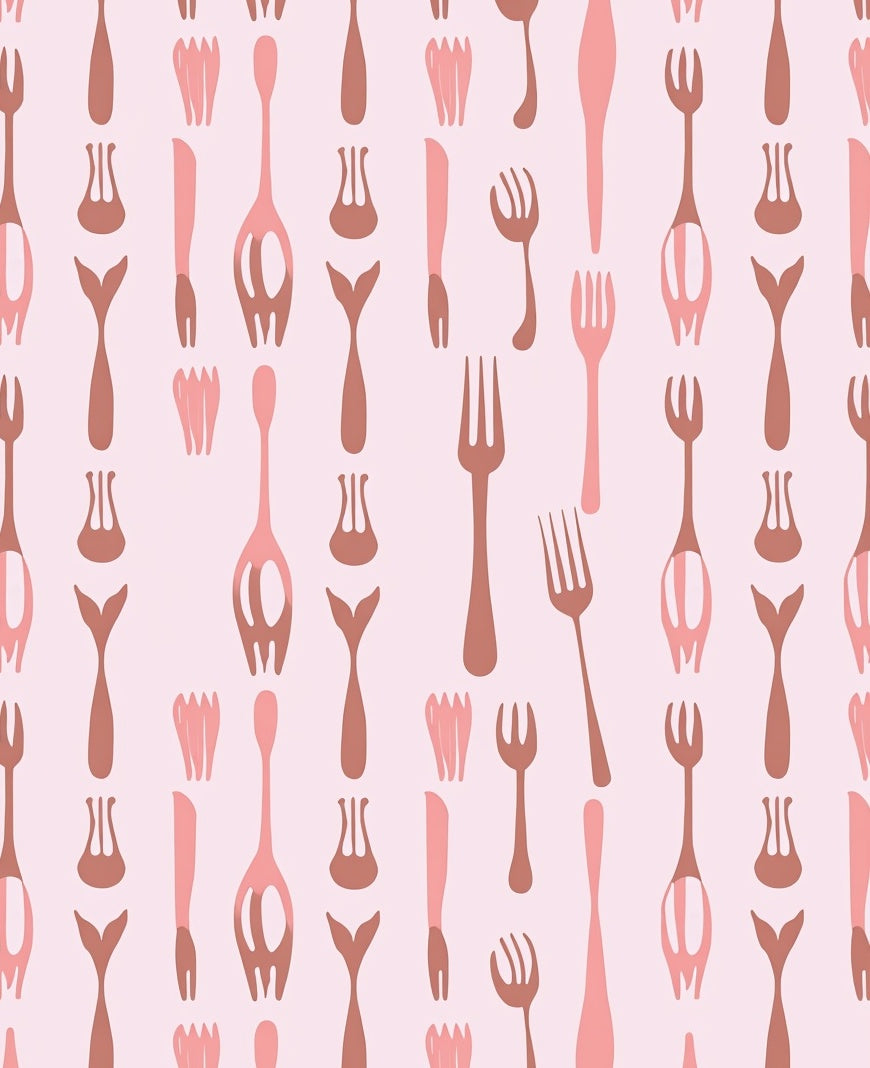 Pink Utensil Collage Rug