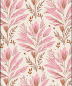 Pink Floral Botanical Pattern Rug