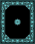Ornate Cyan Floral Tassel Frame Rug