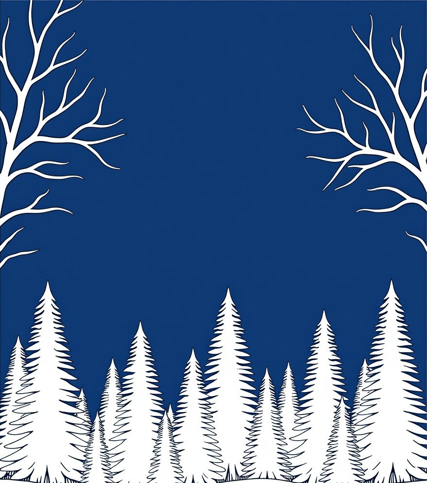 Forest Silhouette Nordic Scene Rug