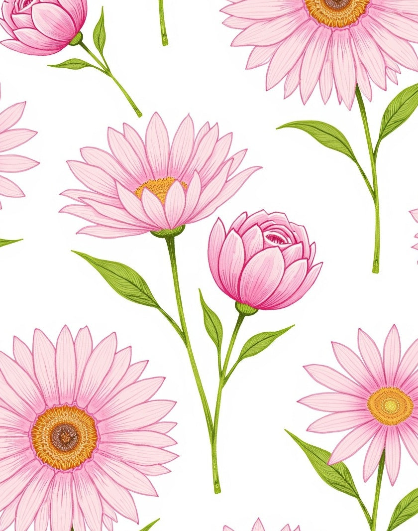 Pink Daisy Floral Pattern Design Rug