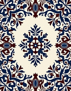 Classic Floral Medallion Indigo Rug