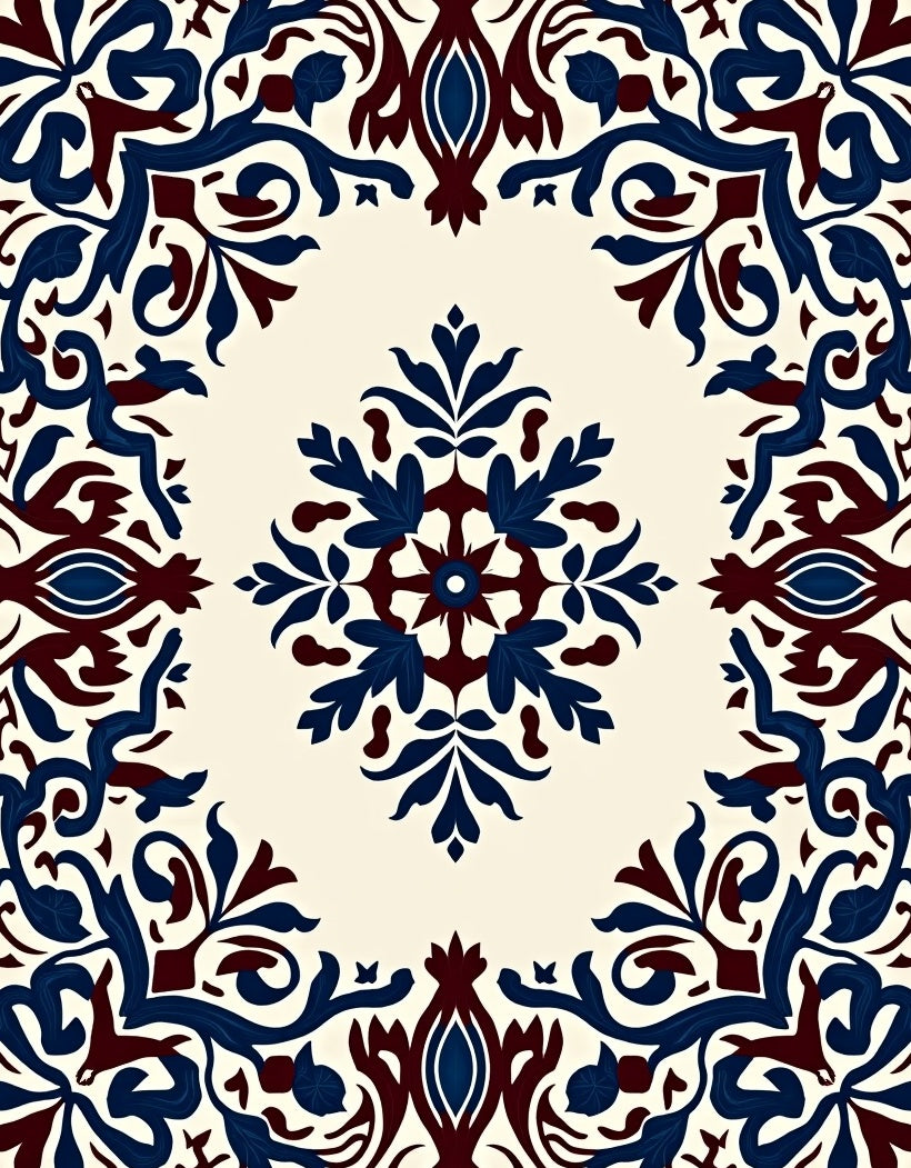 Classic Floral Medallion Indigo Rug