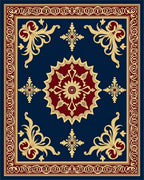 Regal Blue Gold Floral Rug