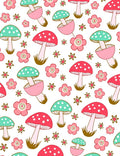 Whimsical Mushroom Flower Pattern Rug
