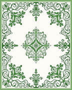 Verdant Floral Scroll Square Medallion Rug